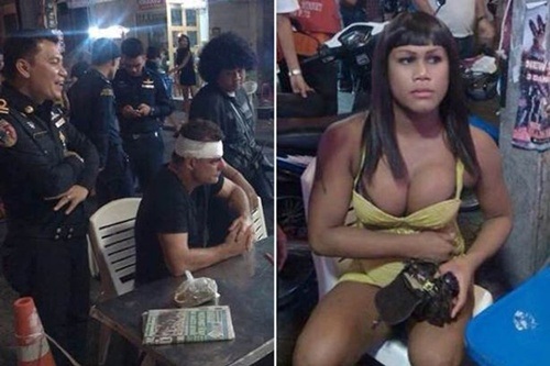 Nạn nhân (trái) và vũ công chuyển giới