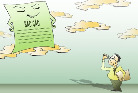 Báo cáo trên trời, hiện thực dưới đất - 1 (Minh họa: Ngọc Diệp)