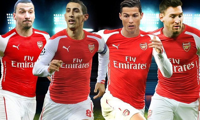 Đội hình trong mơ những ngôi sao Arsenal từng mua hụt - 1 Arsenal sẽ
mạnh đến cỡ nào nếu sở hữu bộ tứ Ibrahimovic-Di Maria-C.Ronaldo-Messi?