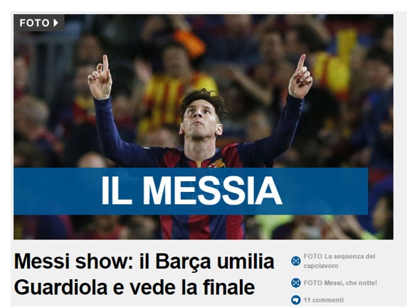 Báo giới quốc tế lại xưng tụng Messi là “chúa trời” - 2 Tờ
