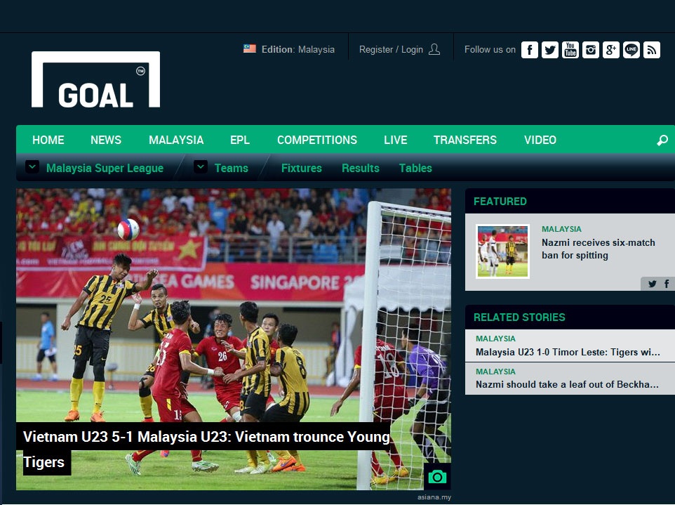 Báo giới Đông Nam Á ca ngợi chiến thắng đẹp của U23 Việt Nam - 2 Tờ Goal phiên bản Malaysia đánh giá cao khả năng lên bóng tốc độ của U23 Việt Nam