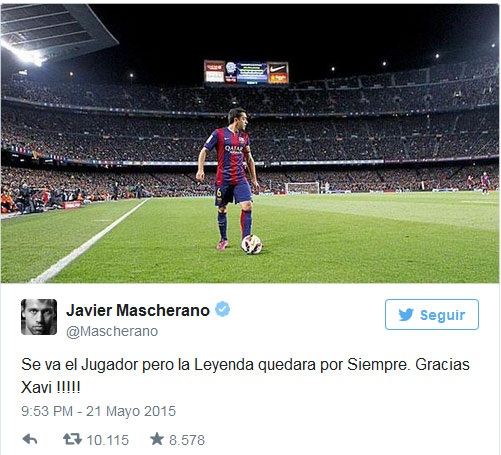 Javier Mascherano: Cầu thủ
đã trở thành huyền thoại bất tử.