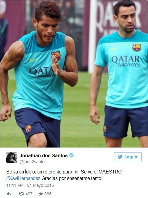Jonathan Dos Santos: Thần tượng, hình mẫu cho
tôi noi theo. Cảm ơn vì đã chỉ dạy tôi nhiều điều.