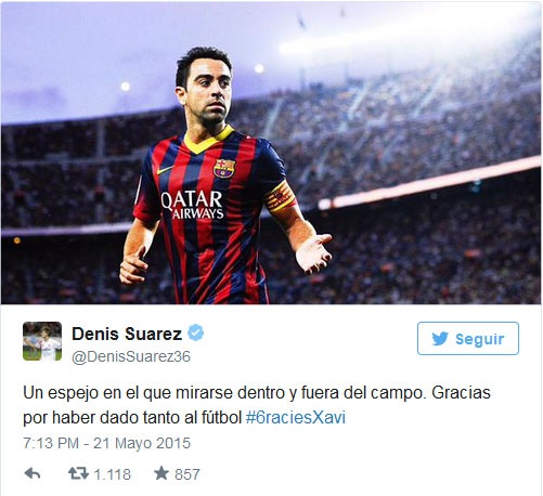 Roberto Trashorras: Như chia tay một người
bạn cũ. Cảm ơn vì tất cả. Ngài Xavi Hernandez.