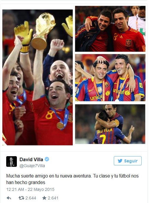 Roberto Trashorras: Như chia tay một người
bạn cũ. Cảm ơn vì tất cả. Ngài Xavi Hernandez.