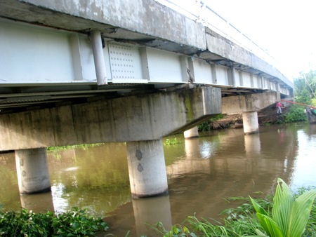 Cầu "hoành tráng" bị bỏ hoang vì... không có đường dẫn - 7 Một cây cầu khác bên bờ Trường Phú 1 cũng đang chờ... đường đi. (Ảnh: Huỳnh Hải)