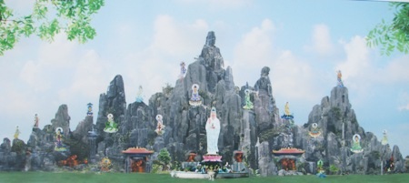 Xây dựng Núi Quan Âm cao 45m - 1 Phối cảnh mặt trước Núi Quan Âm.