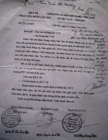Công văn này là một trong những phao cứu của giám đốc Đặng Quang Tâm.