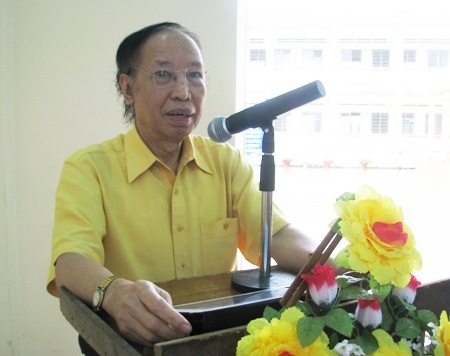 Chính thức khởi công cầu Dân trí tại tỉnh Hậu Giang - 4 Nhà báo Phạm Huy Hoàn- TBT báo Dân trí phát biểu tại lễ khởi công.