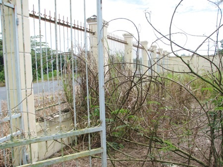 Hơn 2 năm xây dựng, trường học chỉ có cổng và hàng rào - 7 ...nhưng bên trong là bãi đất trống, cỏ hoang mọc tum tùm. (Ảnh: Huỳnh Hải)