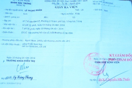 ...và giấy ra viện của Nhân.