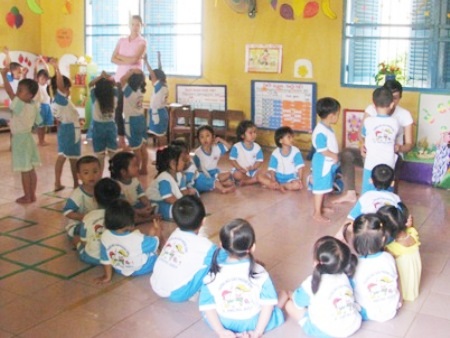 Một lớp học của trẻ mầm non tỉnh Hậu Giang.