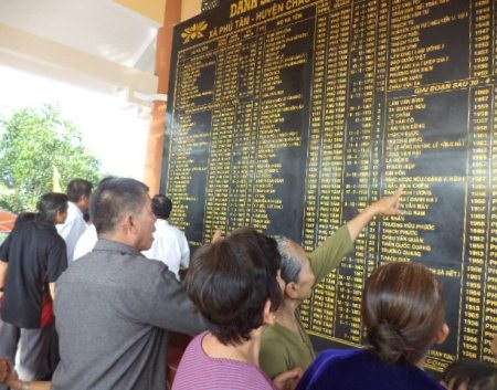 Người dân tìm kiếm tên con ťm liệt sĩ của mình.