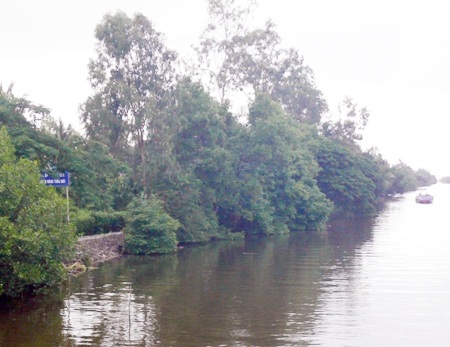 Đoạn sông nơi chị Hoa bị lật ghe tử vong. (Ảnh: Tuấn Thanh)