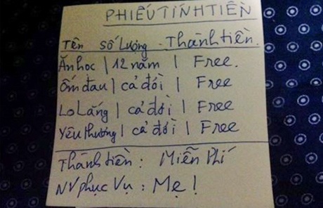 Hóa đơn tình mẹ lay động lòng người