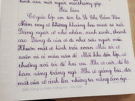Cô giáo “siêu mẫu” rơi lệ vì bó hoa 20/11 cắm trong ống lon - 2 Bài văn học trò tả cô giáo Vân là siêu mẫu gây sốt trên mạng những ngày qua