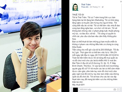 Nguyễn Hoàng Thái Trâm cho thuê bản thân để mua quà giáng sinh cho trẻ em bị HIV