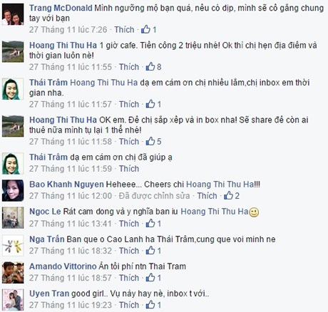 Rất nhiều bạn bè, cư dân mạng tham gia ủng hộ Thái Trâm và giúp đỡ cho các bé ở mái ấm tình thương