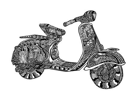 Hà Nội trên chiếc Vespa cổ, tác phẩm của Đào Đức Lộc