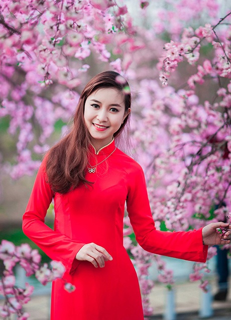 Ngắm vẻ đẹp rạng rỡ của thiếu nữ Hà Nội cùng đào xuân - 7 Thế Quyết