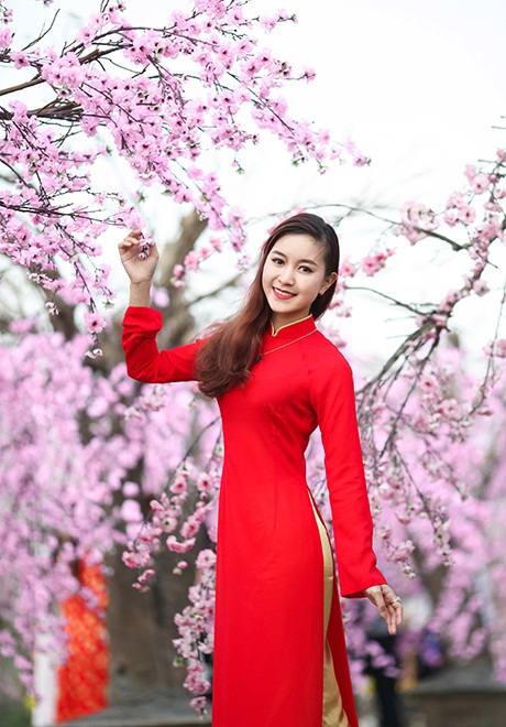 Ngắm vẻ đẹp rạng rỡ của thiếu nữ Hà Nội cùng đào xuân - 8 Thế Quyết