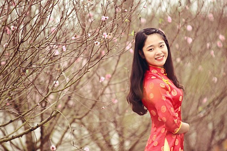 Cho nên Hương tranh thủ dịp nghỉ Tết dương lịch ghi lại những khoảnh khắc đẹp ở vườn đào