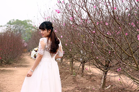  Nhiều cô gái chọn cho mình trang phục áo dài màu sắc nổi bật