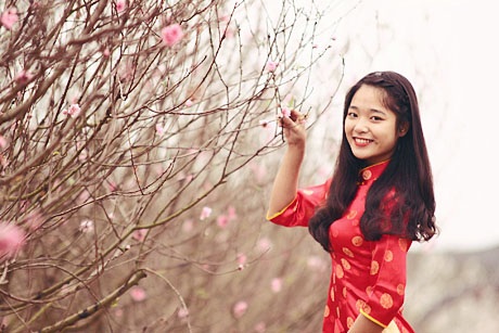 Cho nên Hương tranh thủ dịp nghỉ Tết dương lịch ghi lại những khoảnh khắc đẹp ở vườn đào