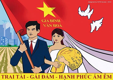 Độc đáo thiệp cưới phong cách cổ động của cặp đôi 9x - 2 Thiệp cưới theo phong cách tranh cổ động độc đáo của cặp đôi Đức Thanh - Hồng Ngọc