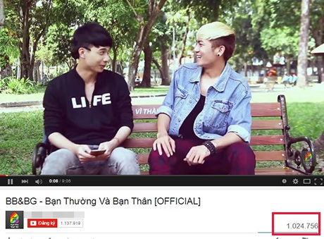 Clip sự khác biệt giữa bạn thân và bạn thường hút 1 triệu view - 1 Clip Bạn thân và bạn thường của nhóm BB&BG đạt hơn 1 triệu view trên Youtube