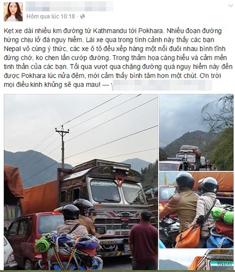 Động đất kinh hoàng ở Nepal: Bạn trẻ Việt chia sẻ gì nơi tâm chấn? - 2 Chị Lê Kim Chi cập nhật tình hình tại Nepal trên trang Facebook cá nhân