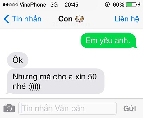 Trào lưu khoe tin nhắn tình cảm khiến dân mạng cười lăn lộn - 4 Một số người tranh thủ xin xỏ khi vợ mát tính