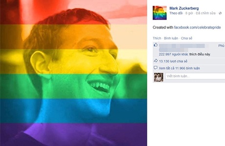 Dân mạng đồng loạt để hình đại diện ủng hộ hôn nhân đồng giới - 2 Ông chủ facebook Mark Zuckerberg ủng hộ hôn nhân đồng giới