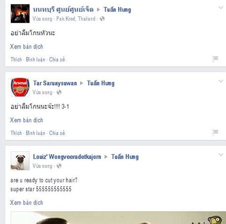 Hài hước ảnh chế Tuấn Hưng "xuống tóc" sau trận Việt Nam thua Thái Lan - 9 Fan Thái Lan tràn sang Facebook của Tuấn Hưng hỏi về vụ cạo trọc đầu