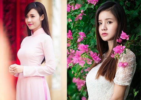 Bất ngờ xuất hiện "bản sao hot girl Midu" sinh năm 1992 - 1 Midu (Đặng Mỹ Dung) bên trái và Nguyễn Thu Thủy bên phải có gương mặt và thần thái rất giống nhau