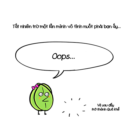 "Sự tích" các loại trái cây qua góc nhìn hài hước của họa sĩ trẻ - 6 Vì một lần quá trớn, Dưa chuột đã nuốt nhầm Sao biển, thế là Dưa chuột biến thành quả Khế