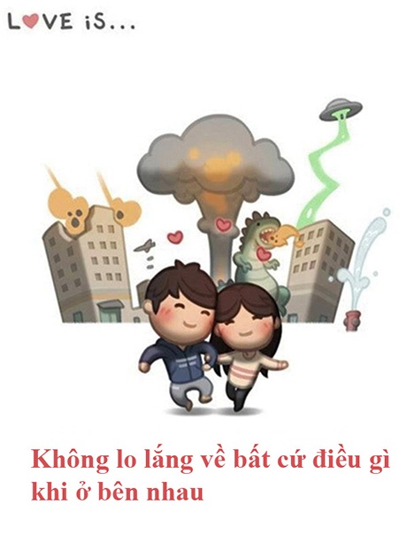 Bộ tranh ngộ nghĩnh định nghĩa về tình yêu - 2 Khi yêu nhau người ta luôn lạc quan hơn