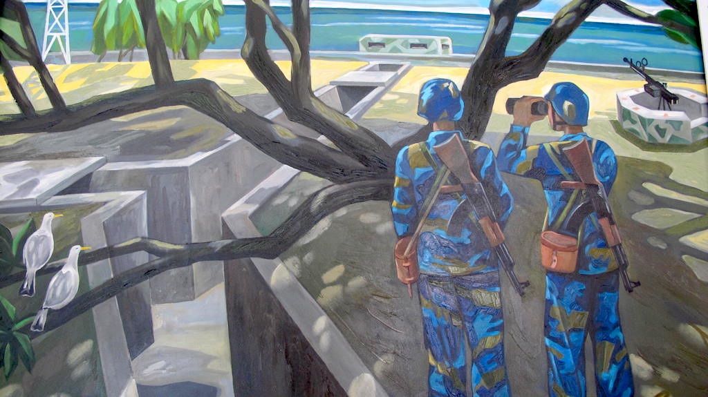 Trường Sa tuyến đầu Tổ quốc (Ảnh sơn dầu của Hồ Minh Quân - TP. Hồ Chí Minh)