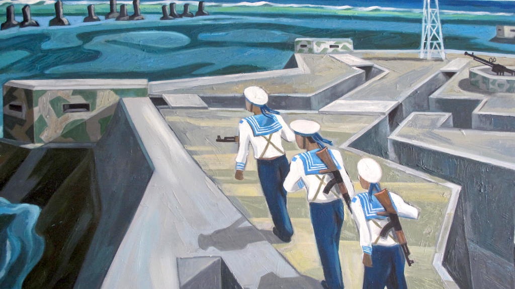 Tổ quốc nơi đầu sóng (Ảnh chất liệu sơn dầu).