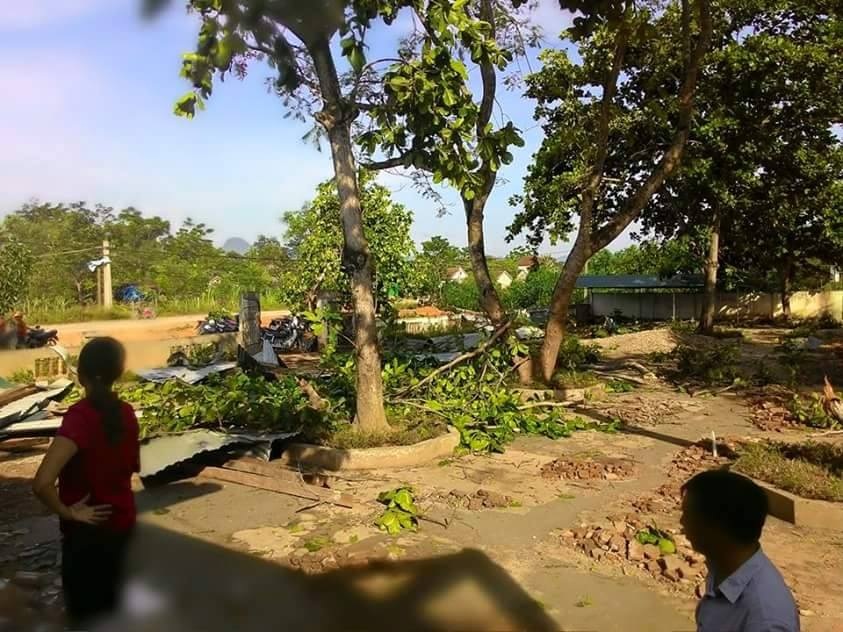Lốc xoáy đánh sập trường Tiểu học - 5 Trường Tiểu học xã Đức Sơn, huyện Anh Sơn tan tành sau khi cơn lốc đi qua.