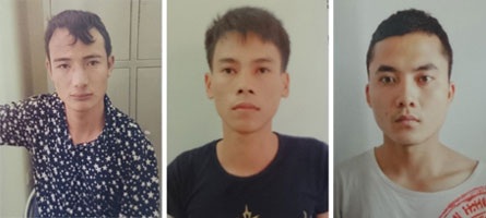 Các đối tượng Thành, Thiệp, Tuấn tại cơ quan điều tra.