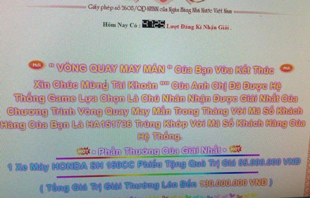 Lừa trúng thưởng SH, thiếu nữ bị mất sạch tiền trong tài khoản - 1 Tin ở vòng quay may mắn trúng thưởng, Vân Anh đã bị đối tượng lừa sạch tiền trong tiền khoản.