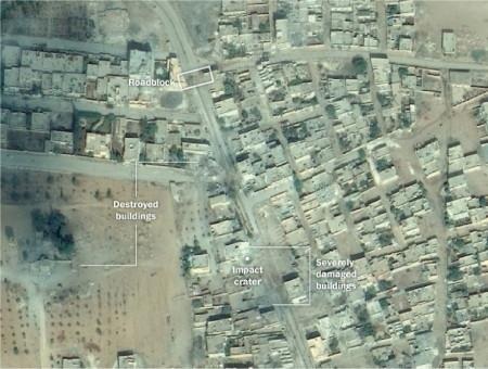 Giao tranh ác liệt tại điểm nóng Kobane nhìn từ vệ tinh - 9 Những hố sâu do đạn pháo xuất hiện ngày một nhiều khắp Kobane