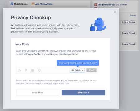 Facebook siết chặt quyền riêng tư người dùng bằng bản cập nhật mới - 2 Đối với người dùng cũ có thể cài đặt lại thông qua công cụ “Privacy Checkup”.