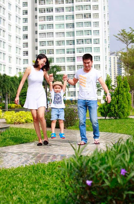 Những dịp cả gia đình cùng đi chơi với nhau là khi chị Hoài Anh thấy con mình vui hơn cả