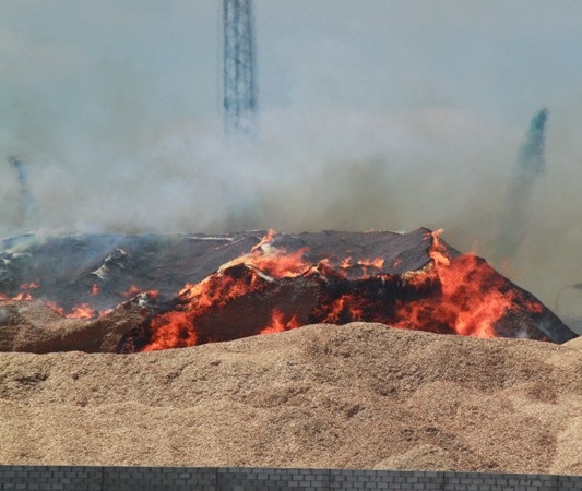 Bãi dăm gỗ trong Cảng Quy Nhơn bốc cháy dữ dội