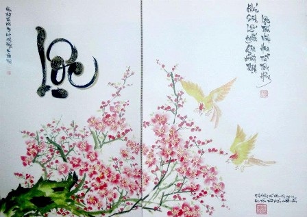 Ông đồ trẻ “đa đi năng” của làng thư pháp Việt - 4 Không chỉ viết thư pháp, Minh Hoàng còn vẽ tranh, khắc tranh lên gỗ và nhiều chất liệu khác