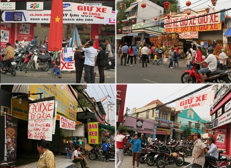 Các bãi giữ xe lớn nhỏ mọc lên như nấm