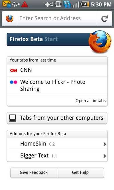 Mozilla trình làng Firefox 5.0 Beta dành cho Android - 1 Mozilla trình làng Firefox 5.0 Beta dành cho Android - 1