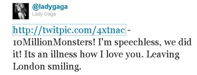 Lady Gaga lập kỷ lục trên Twitter - 1 Lady Gaga lập kỷ lục trên Twitter - 1
